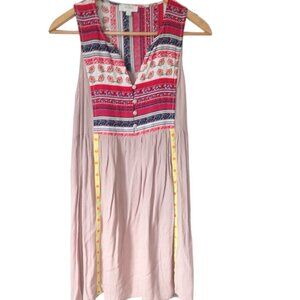 Umgee Tunic Sleeveless Dress Women S Boho floral Gauzy Button‎